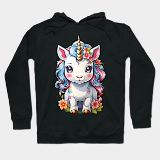 Cute Unicorn with Flowers Hoodie